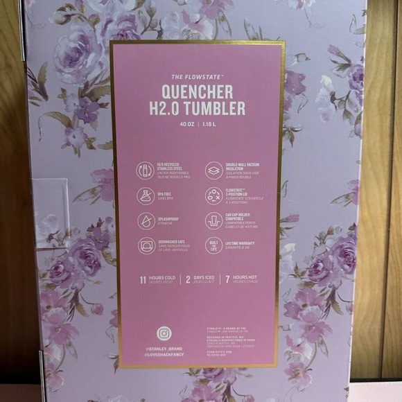Stanley Cup x LoveShackFancy ๐ Happy Thoughts 40 Oz Quencher Tumbler NEW IN BOX! - Picture 2 of 3
